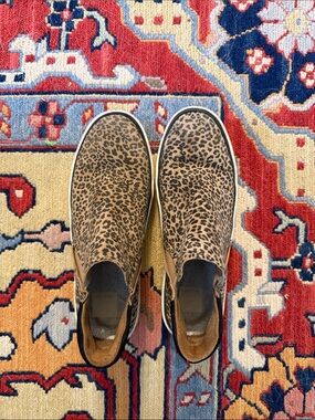Dolce Vita Leopard-Print Slip-On Sneakers with Black Heel Accent